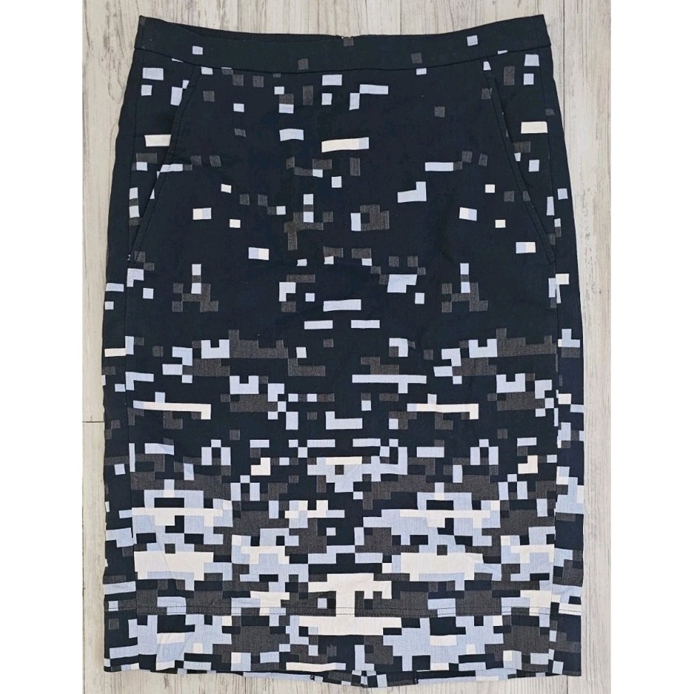 Jil Sander Navy Pockets Abstract Pixel Geometric A-Line Italy Sz 36 JDG112A